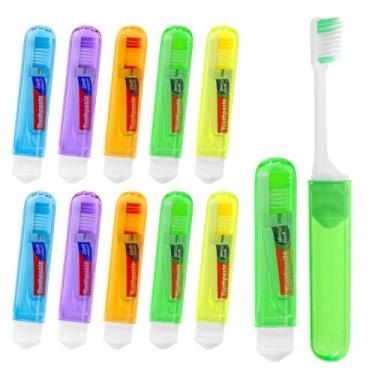 Imagem de Lilingsty Conjunto de viagem para escova de dentes, escova de dentes e pasta de dente, embalado individualmente, inclui estojo de armazenamento, design dobrável, 5 cores, ideal para viagens de