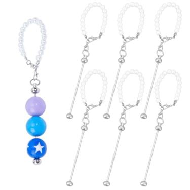 Imagem de arricraft 6 peças de acessórios de berloques de copo com contas, pingentes de vidro branco com alça de copo com pingentes de prata decoração de objetos de garrafa de água joias para 30 garrafas de