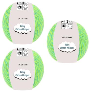 Imagem de Art of Yarn Baby Cotton Whisper 50% algodão 50% acrílico fino 2 fios variegados multicoloridos para tricô, crochê, amigurumi 50 g, 165 m (180,44 jardas) (algodão doce céu, pacote com 3)