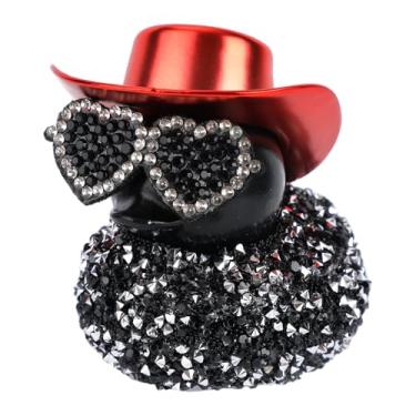 Imagem de Patos de Carro para Painel, Decoração de Pato Diamante Preto Enfeite Pato Borracha Fofo Carro com Chapéu Óculos para Decoração Geladeira Painel