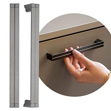 Imagem de Puxador Alumínio Para Gaveta Armário De Cozinha Quadrado Flash 160mm (Cinza Titanium)