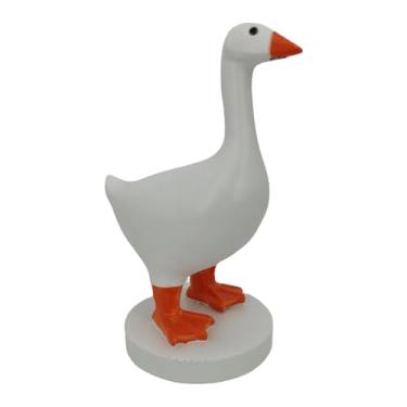 Imagem de KiBcsLic Estátua de pato porta-chaves decoração de quarto compacto decorativo engraçado estético chaveiro estatueta de pato de resina para decoração de mesa de, Laranja
