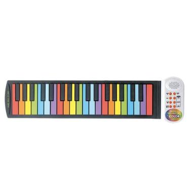 Imagem de Piano Eletrônico Enrolar Flexível Dobrável 37 Teclas Colorido - DM Toy