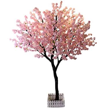 Imagem de Árvore de cerejeira artificial rosa magra, simulação de flor de cerejeira, flor de pêssego, decoração de interiores, árvore de flores em grande escala, planta de paisagismo 2 × 1,8 m ()