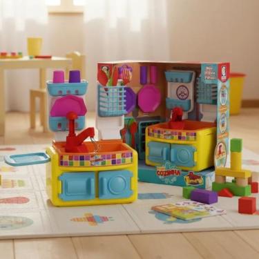 Imagem de Brinquedo Mini Cozinha Infantil Cotiplás Sai Água Play Time Colorida c
