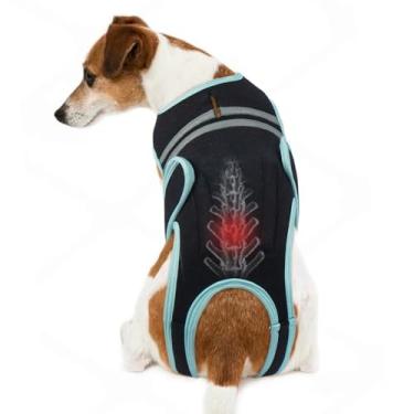 Imagem de LETSQK Suporte para as costas para cães, colete pós-operatório respirável, recuperação cirúrgica e reabilitação, suporte da coluna e alívio da dor, suporte para as costas de animais de estimação para
