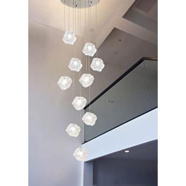 Imagem de Lustres, 10 Luzes Candelabro Moderno Demalista Escada Candelabro Forma de Vidro Simples Criativa Espiral Lâmpada Pendente para Sala de Estar / Branco Frio Branco/10 Luzes