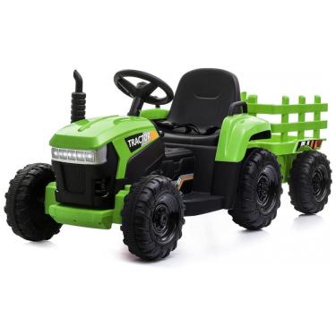 Imagem de Trator Elétrico Infantil com Reboque e Motores Duplos de 35W á Bateria 12V, 3 Marchas e Luzes LED, TOBBI, Verde