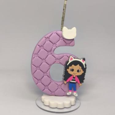 Imagem de Vela de Aniversário Gaby em Biscuit com Aplique (6 anos)