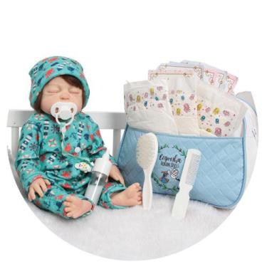 Imagem de Bebê Reborn Boneco 100% Silicone Com Bolsa Enxoval Completo - Cegonha 
