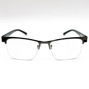 Imagem de Óculos de Grau Armação Metal Grande Fio de Nylon Masculino Moderna  Me