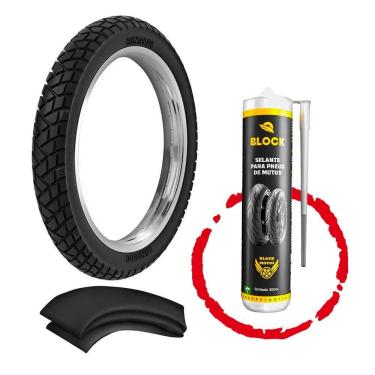 Imagem de Kit Pneu Bros Xre190 Xtz150 Crosser 90/90-19 R34 Rinaldi + Camara +Selante