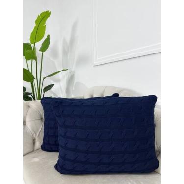 Imagem de Capa De Almofada Decorativa Tricot 60x40 Sofa Cama - Calu Tricot, Azul