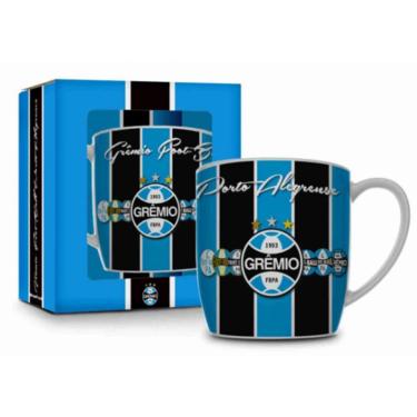 Imagem de Caneca Porcelana Premium BrasFoot Grêmio 05 360 ML Urban Licenciada Branco