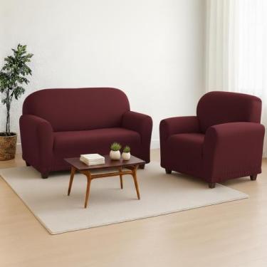 Imagem de Capa de Sofá Coladinha 2 e 3 Lugares em Malha Gel - Sultan, Vinho, 2 e