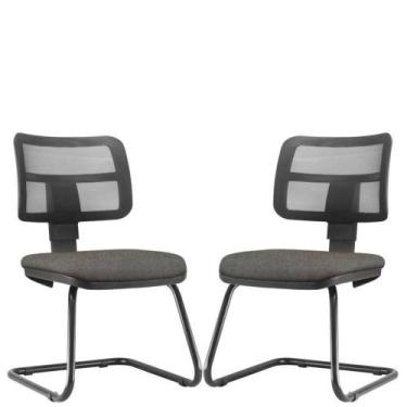 Imagem de Kit 02 Cadeiras De Escritório Fixa L02 Zip Cinza Escuro - DOMINIC DECO