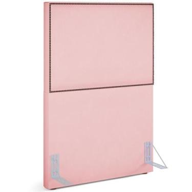 Imagem de Cabeceira Cama Box Solteiro Com Tachas 100 Cm Suede Rosê - LYAM DECOR