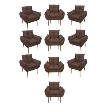 Imagem de Kit 10 Poltronas Opala Sala Quarto Recepção Salão Cor:marrom