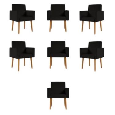 Imagem de Kit 07 Cadeiras Poltronas Decorativa - Escritório - Recepção Cor:preto