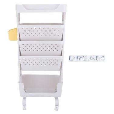 Imagem de Pssopp Carrinho Utilitário de Rolamento de 5 Camadas, Rack de Livros de Armazenamento Móvel, Organizador de Utilidades, Estante para Estudo, Escritório, Quarto (Branco)