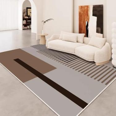 Imagem de Tapete estilo creme para sala de estar, sem manutenção, à prova de som, lavável e lavável, decoração para casa (120 x 200 cm/cinza claro)