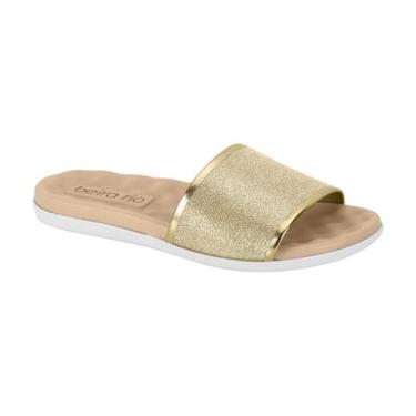 Imagem de Chinelo Slide Feminino Tela Shine Beira Rio Confortável (Dourado, BR, Adulto, Numérico, 38)