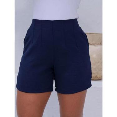 Imagem de Shorts Bermuda Feminina Alfaiataria Elastico na Cintura Elegante Basic