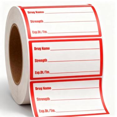 Imagem de 500 adesivos de etiqueta de nome de medicamento, adesivos de força de medicamentos, 1 x 5 polegadas, etiquetas de instruções veterinárias, etiquetas de lembrete