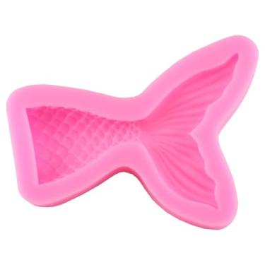 Imagem de Moldes de silicone cauda de sereia molde de fondant de chocolate para decoração de bolos, cobertura de cupcake, pasta de goma doce e argila de polímero