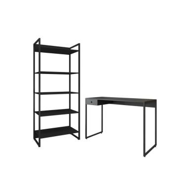 Imagem de Jogo De Escritorio Estante E Escrivaninha Ade Preto