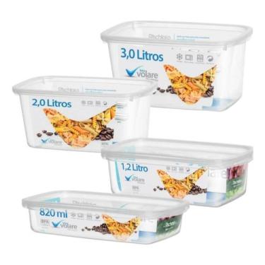 Imagem de Conjunto Potes 4 Peças Multiuso S/bpa Geladeira Micro-ondas - Volare