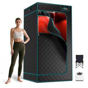 Imagem de TOREAD Sauna infravermelha de luz vermelha com terapia de luz vermelha para casa, sauna a vapor de luz vermelha portátil com vapor de 3L 1200W, temperatura ajustável, configuração de temporizador