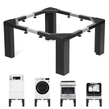 Imagem de Fuairmee Pedestal de lavanderia de aço de 30 cm de altura, capacidade de 453 kg, pedestal de lavadora e secadora resistente com tapete antiderrapante, tamanho ajustável para todas as lavadoras e