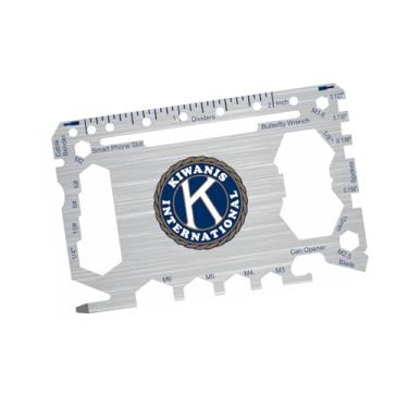 Imagem de Kiwanis International Cartão multiferramentas de bolso 46 em 1 com régua em polegadas – Ferramenta de sobrevivência EDC carteira com chaves de fenda, chaves, abridor de garrafa e lata, cortador de fio