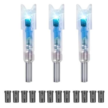 Imagem de TRSAIM 3 peças de pinos iluminados por LED para parafusos de besta com interruptor liga/desliga e 12 buchas (0,723 cm/.754.4 cm/.762.0 cm/.774.7 cm) – Design universal de meia lua (azul)