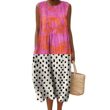 Imagem de Vestido maxi feminino Akivide com estampa floral boho de verão com bol