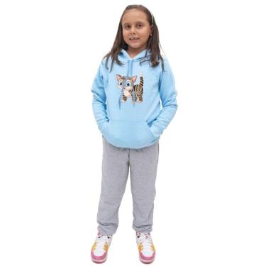 Imagem de Conjunto Moletom Infantil Meninas Blusa Canguru Capuz e Calça Comprida Quentinho Inverno Escola