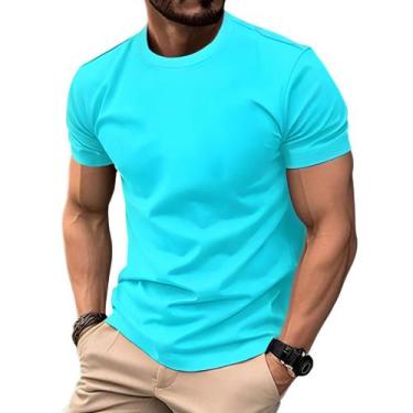 Imagem de Camiseta Dry Fit Masculina Lisa Casual Treino - NoBrand, Azul celeste,