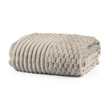 Imagem de Cobertor Grosso Toque Aveludado Ultra Soft 280grs 3D Relevo Manta Macio e Quente (Casal, Zurique Bege)