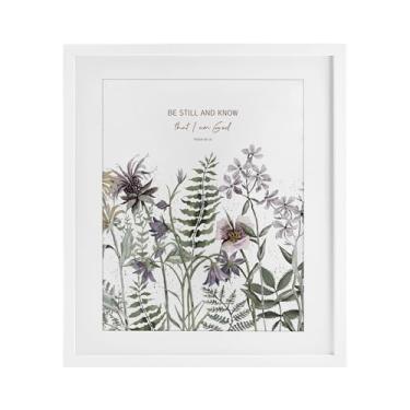 Imagem de Stupell Industries Be Still and Know Botanicals Impressão emoldurada branca sob vidro, design de Cindy Jacobs, 16 x 13