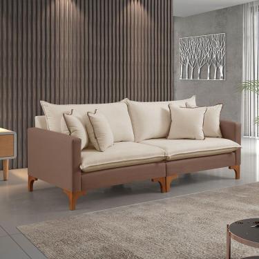 Imagem de Sofá Fixo 3 Lugares M-195 2,20m Estofados Martins Linho Creme