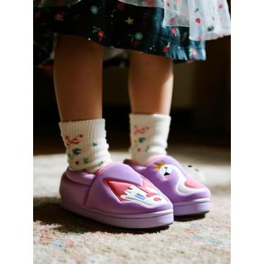 Imagem de Pantufas quentes para meninas, meninos, crianças, crianças, inverno, uso interno, casa, sapatos, Roxa, 12-13 Little Kid