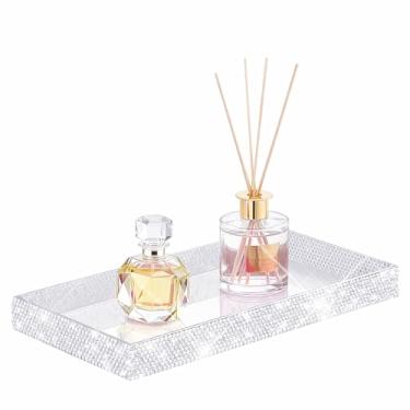 Imagem de Bandeja de banheiro brilhante para bancada, bandeja de acrílico brilhante para maquiagem de joias de perfume, bandejas de vaidade para dispensador de sabonete, aromaterapia, copo e vela, bandeja de