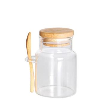 Imagem de Porta Mantimentos Vidro Com Tampa E Colher Em Bambu 150Ml
