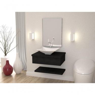 Imagem de Conjunto Bancada C-cuba L38, Prateleira E Espelheira Metrópole 606 Nogal Preto ônix