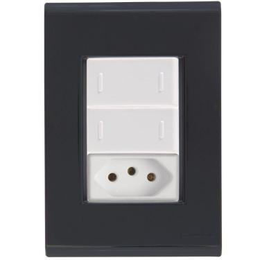 Imagem de Cj Dois Interruptor Duplo E Tomada 20a Liz Grafite Tramontina Completo Pronto Tramontina