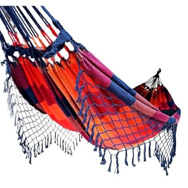 Imagem de Rede De Descanso dormir Em Tear De Casal Gigante(Azul amarelo vermelho)
