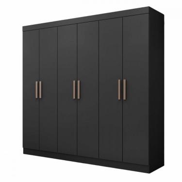 Imagem de Guarda Roupa De Casal Paris 6 Portas Mdp Preto Fosco Maxel Preto Fosco