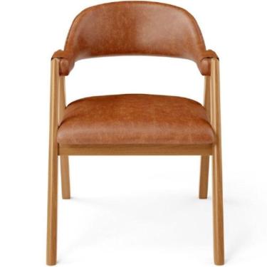 Imagem de Cadeira De Jantar E Estar Living Estofada Nadja L02 Couríssimo Whisky Gtdnexxus