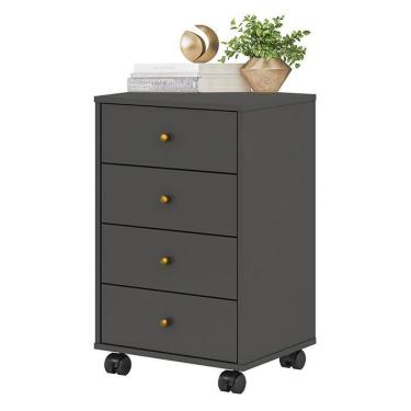 Imagem de Mesa De Cabeceira Presence 4 Gavetas Grafito - Demóbile Grafito